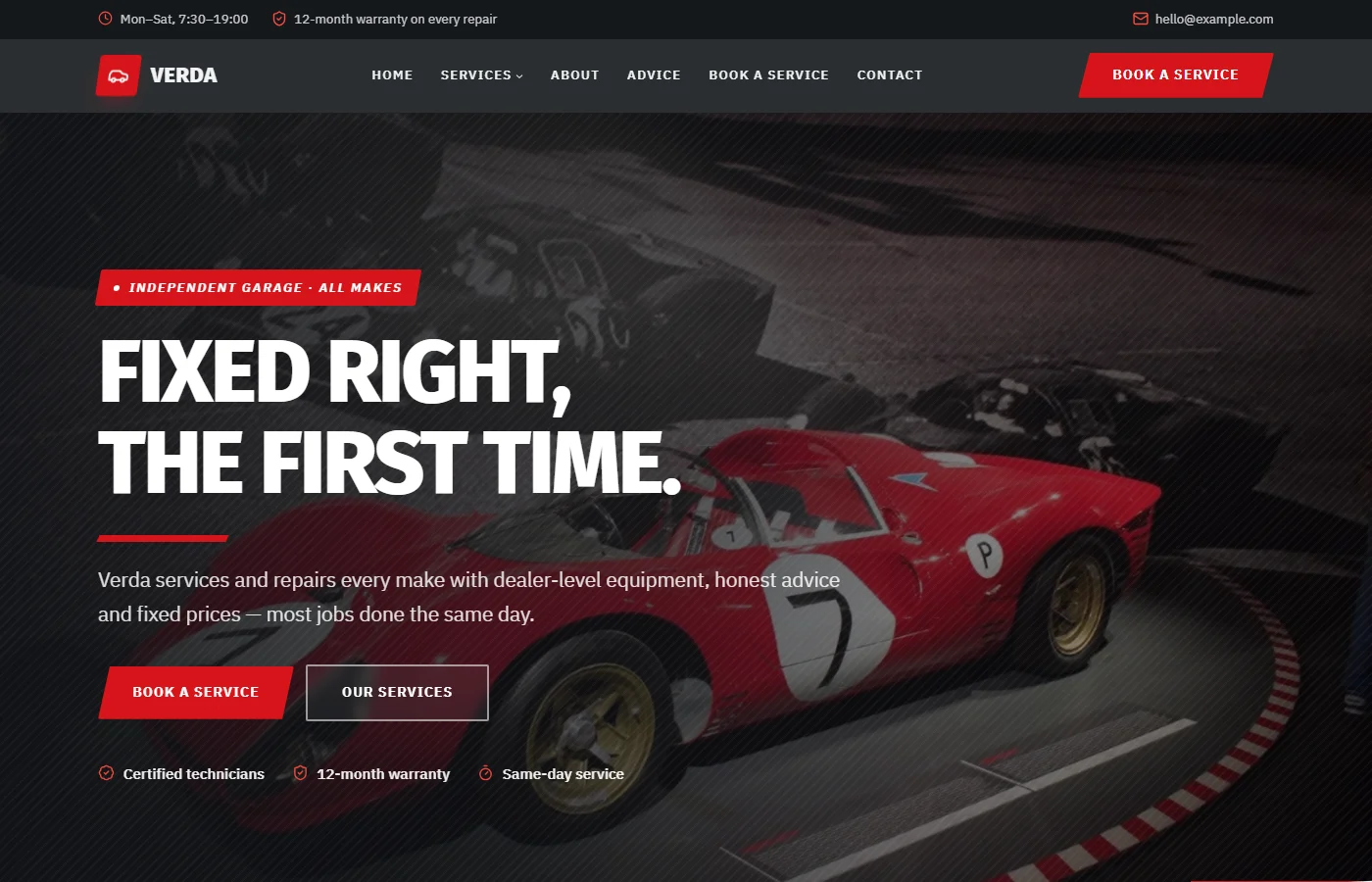 Preview of the Car repair & garage template
