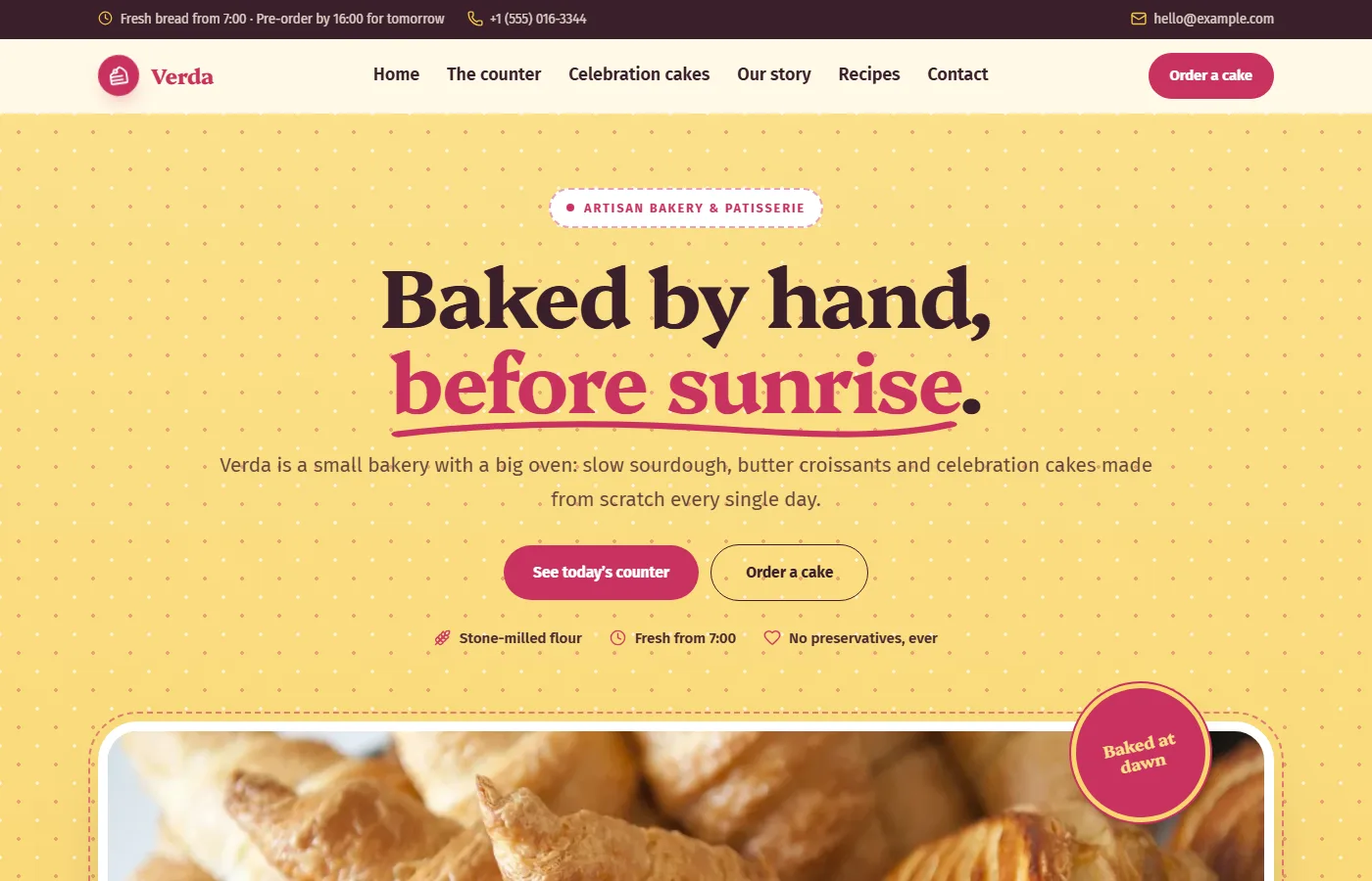 Preview of the Bakery & pastry template