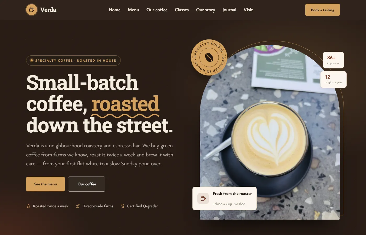 Preview of the Specialty coffee café template