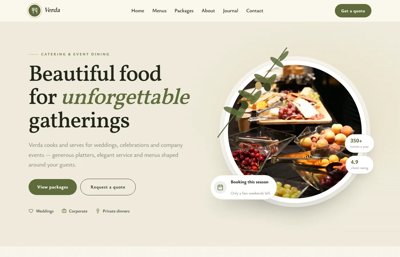 Preview of the Catering & events food template