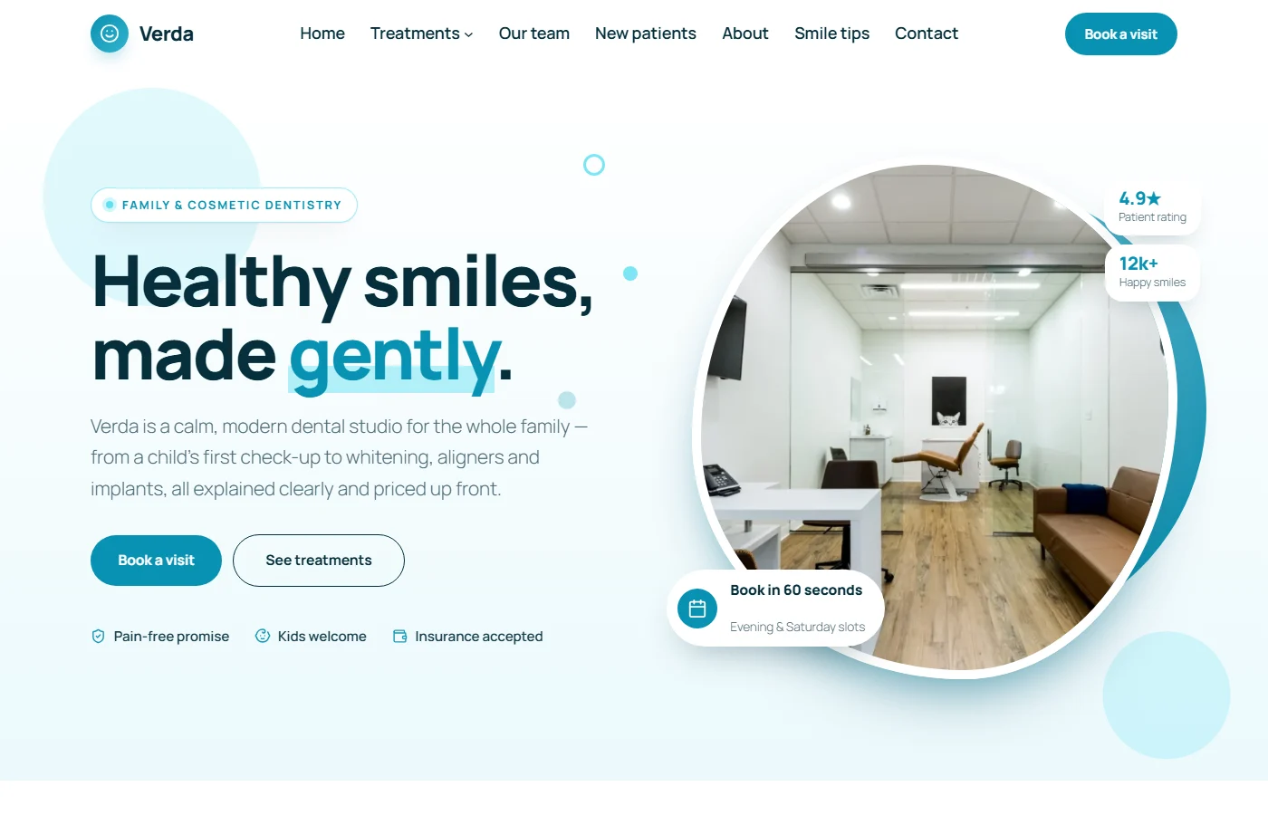 Preview of the Dental clinic template