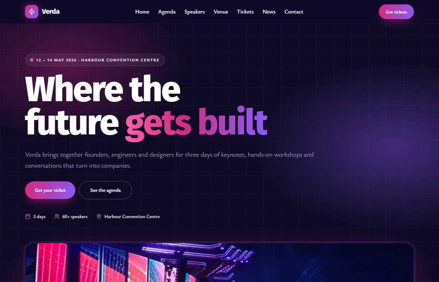 Preview of the Conference & events template