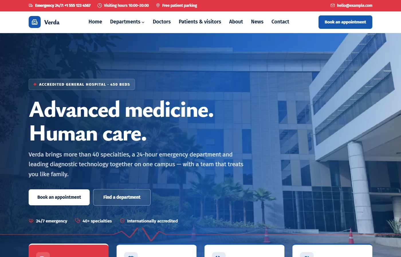 Preview of the Hospital & medical center template