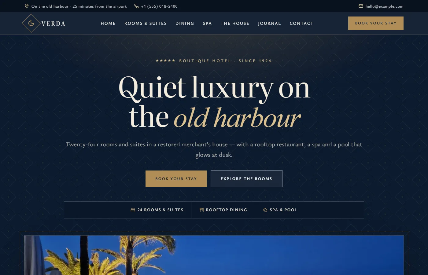Preview of the Boutique hotel template