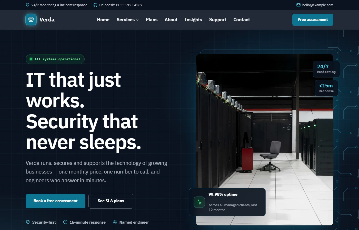 Preview of the IT services & support template