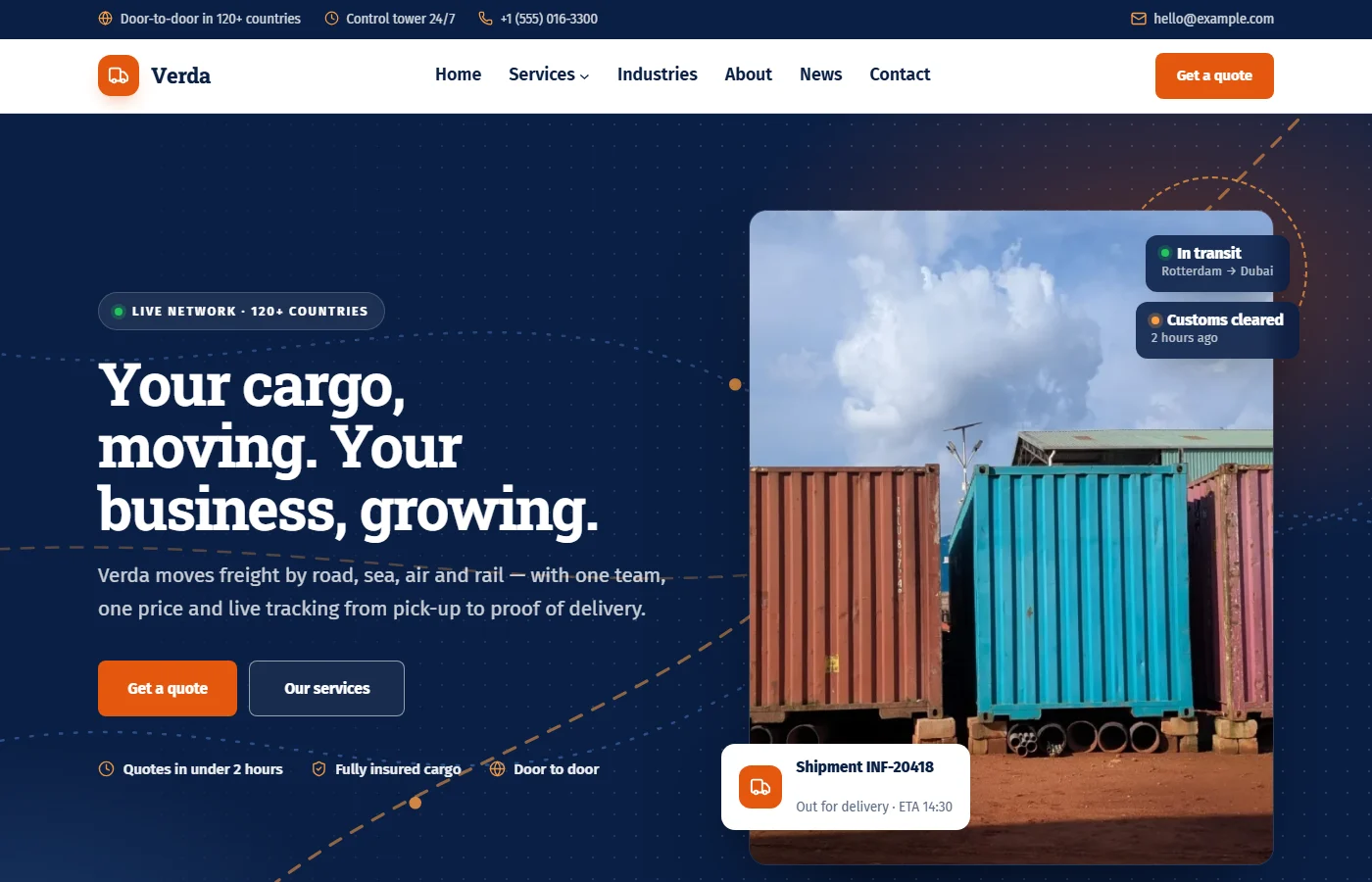 Preview of the Logistics & shipping template