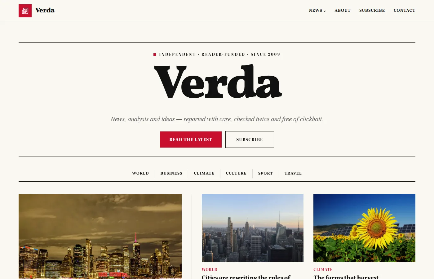 Preview of the News magazine template