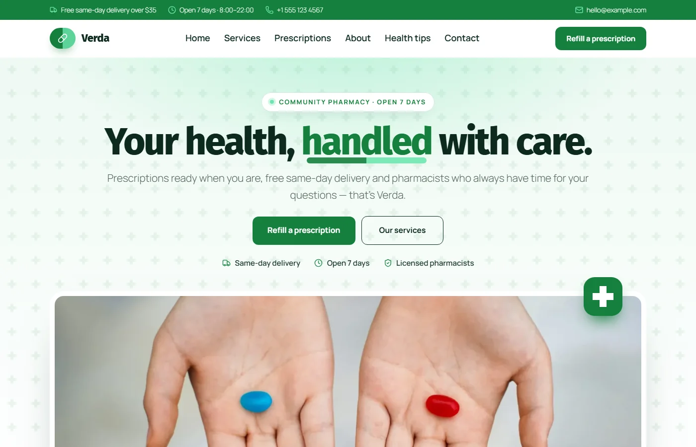 Preview of the Pharmacy template