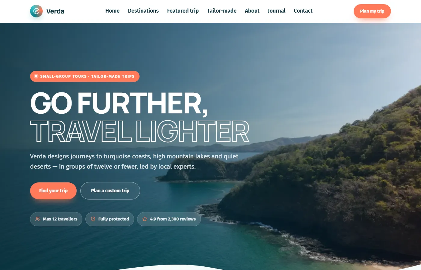 Preview of the Travel agency & tours template