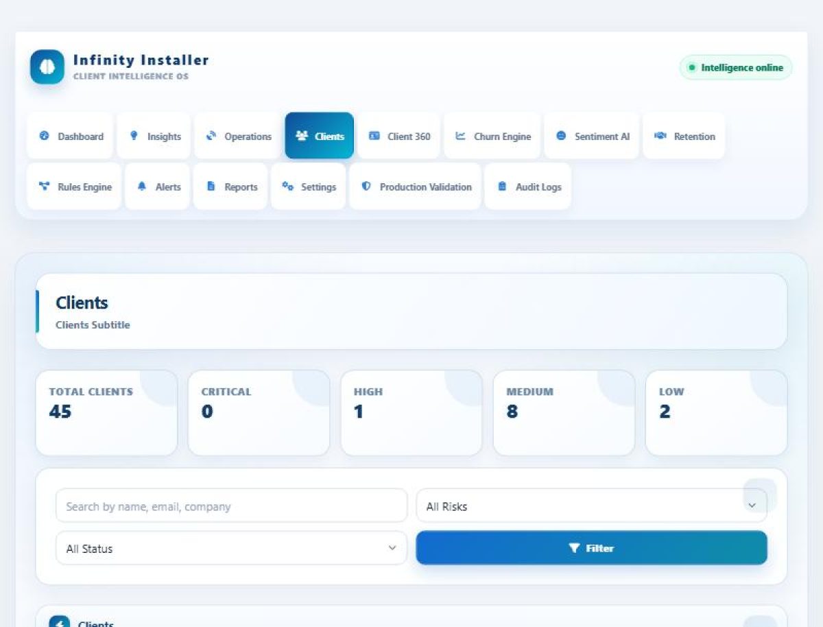 Churn & Client Intelligence — screenshot 2