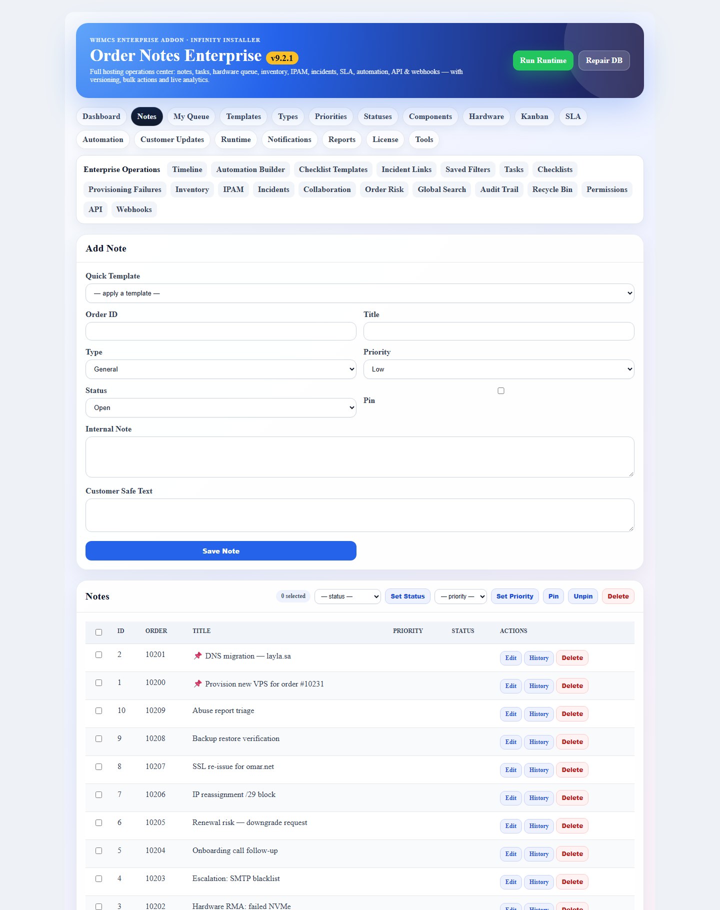Order Notes Enterprise — screenshot 2