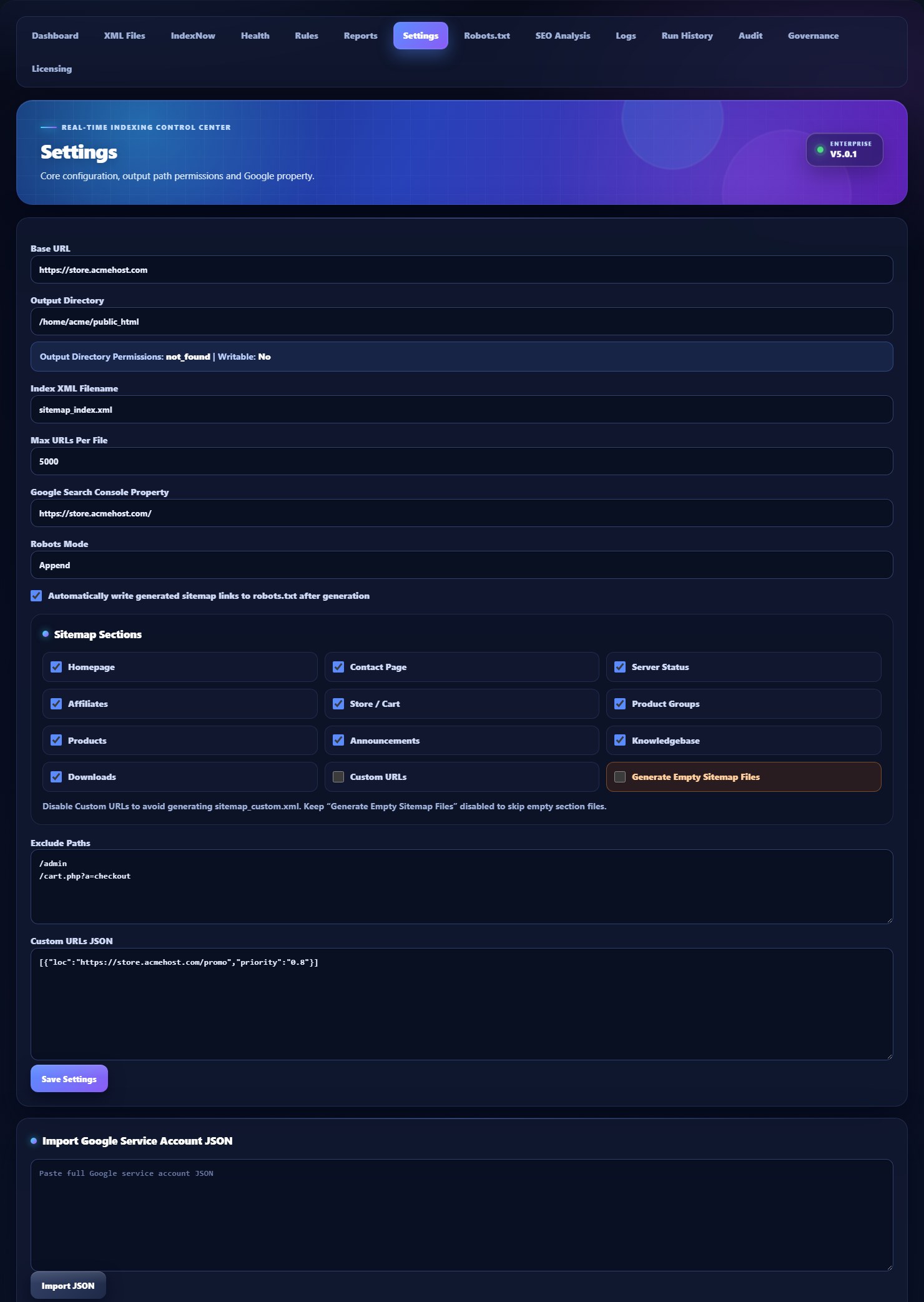 Sitemap Generator for WHMCS — screenshot 2