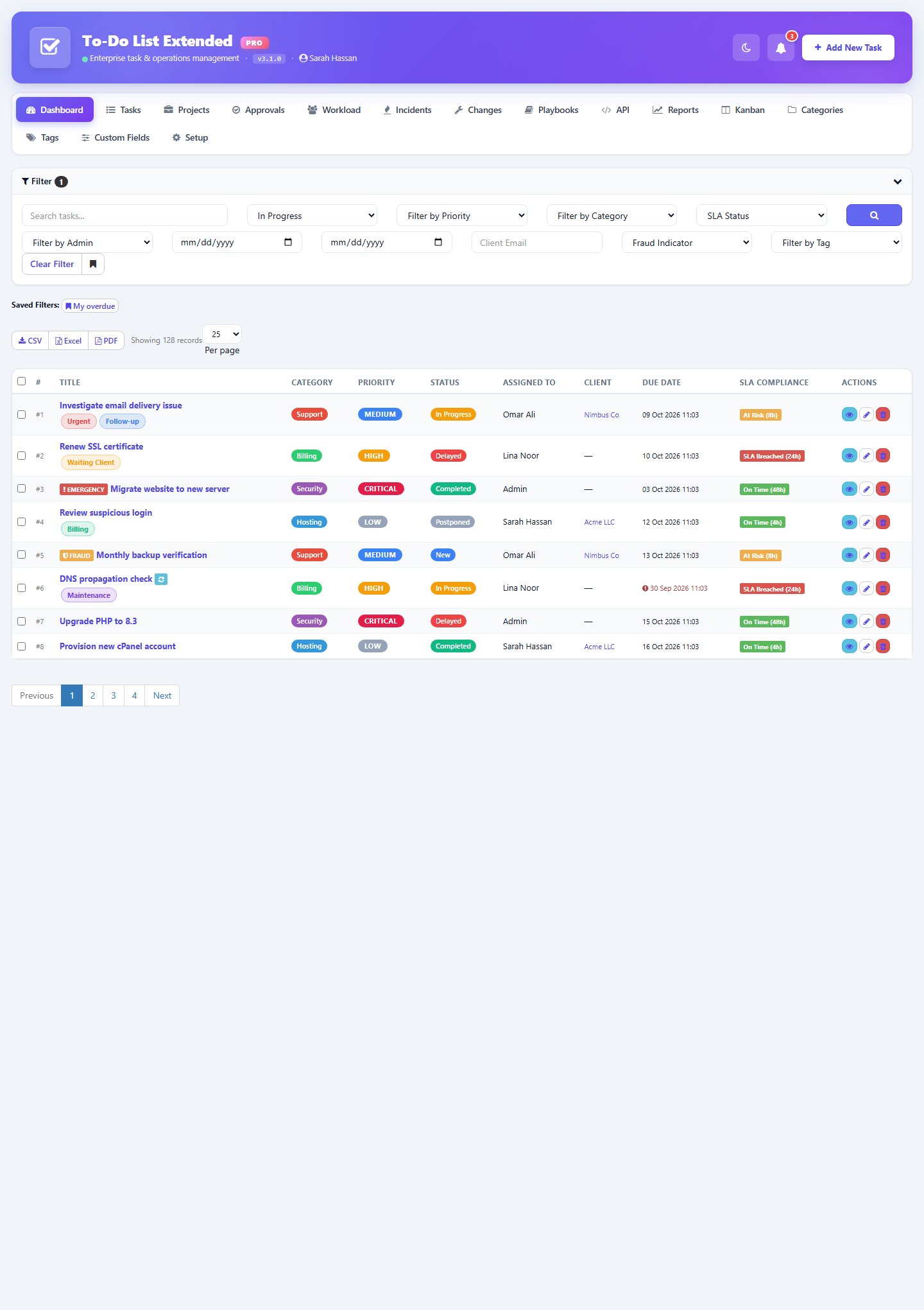 To-Do List Extended PRO for WHMCS — screenshot 2
